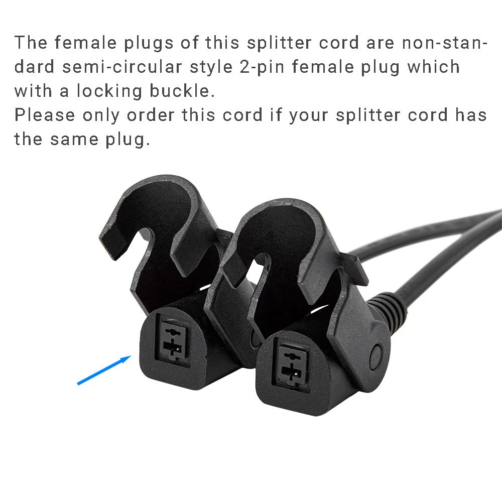2 Pin Splitter Y Cable Male To Semi-circular 2-pin Female Plug With Lock Buckle 5 2 Pin Splitter Y Cable Male To Semi-circular 2-pin Female Plug With Lock Buckle - Image 3