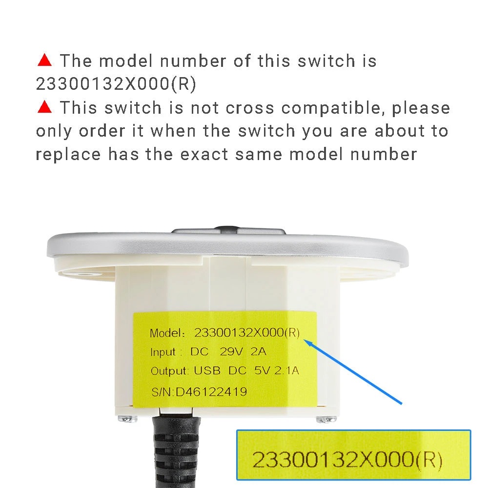 23300132X000(R) Five Button Switch For Power Recliner Or Lift Chair With USB 4 23300132X000(R) Five Button Switch For Power Recliner Or Lift Chair With USB - Image 2