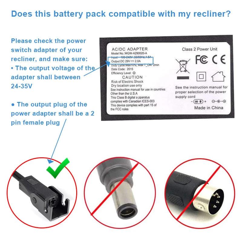 Universal Recliner Battery Pack 24V/29V 1800mAh Rechargable 7 Universal Recliner Battery Pack 24V/29V 1800mAh Rechargable - Image 5