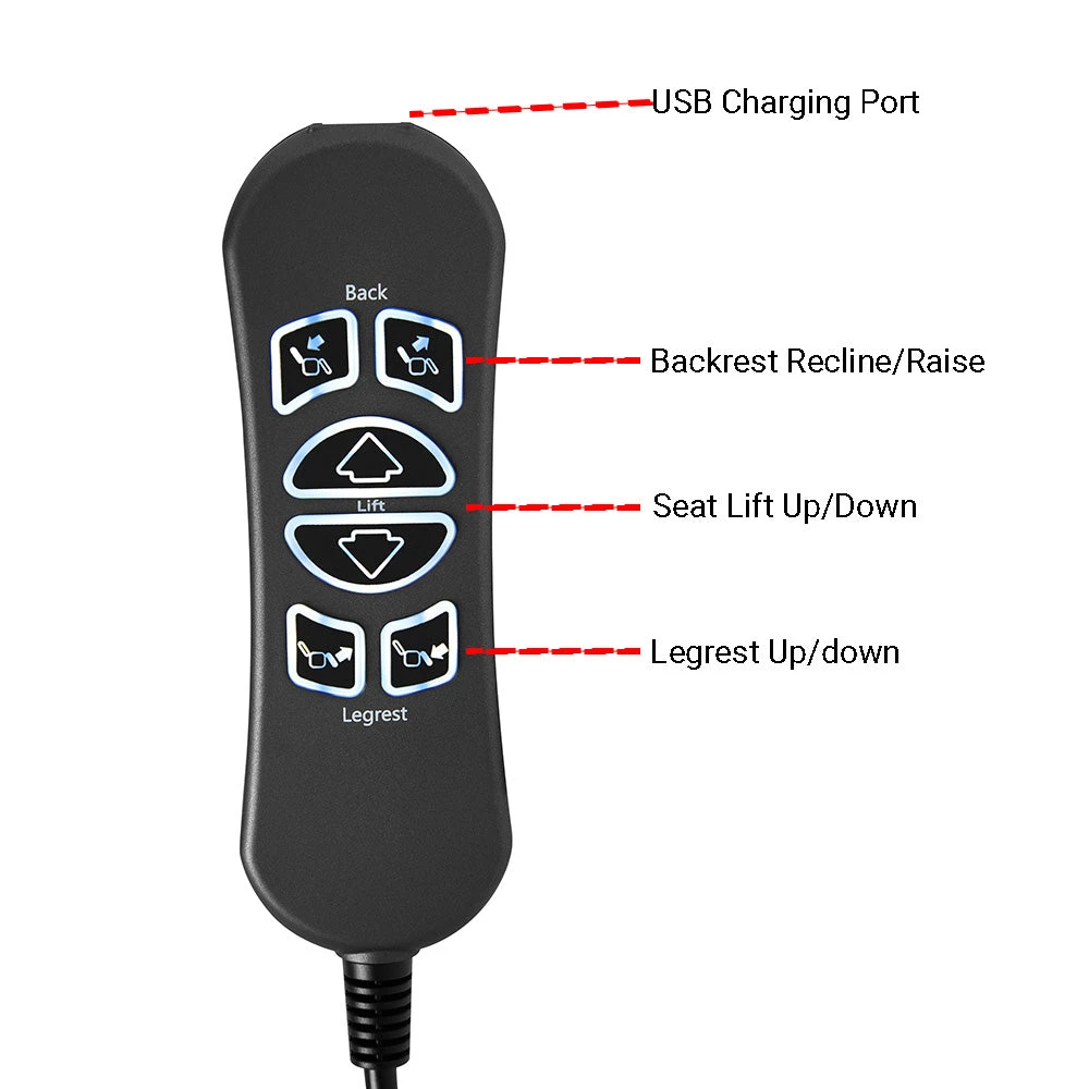 MLSK89-A2 6 Button 5 Pin Remote Controller For Recliner W/USB Charging Port & Backlit 4 MLSK89-A2 6 Button 5 Pin Remote Controller For Recliner W/USB Charging Port & Backlit - Image 2
