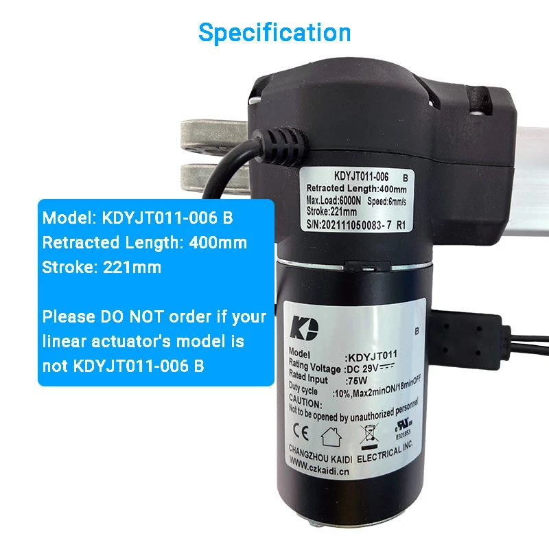 KDYJT011-006 B Kaidi Linear Actuator For Power Recliner Lift Chair 4 KDYJT011-006 B Kaidi Linear Actuator For Power Recliner Lift Chair - Image 2