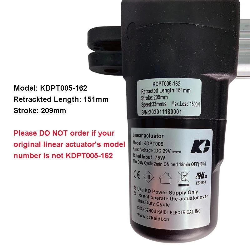 KDPT005-162 Kaidi Linear Actuator For Power Recliner Lift Chair 4 KDPT005-162 Kaidi Linear Actuator For Power Recliner Lift Chair - Image 2