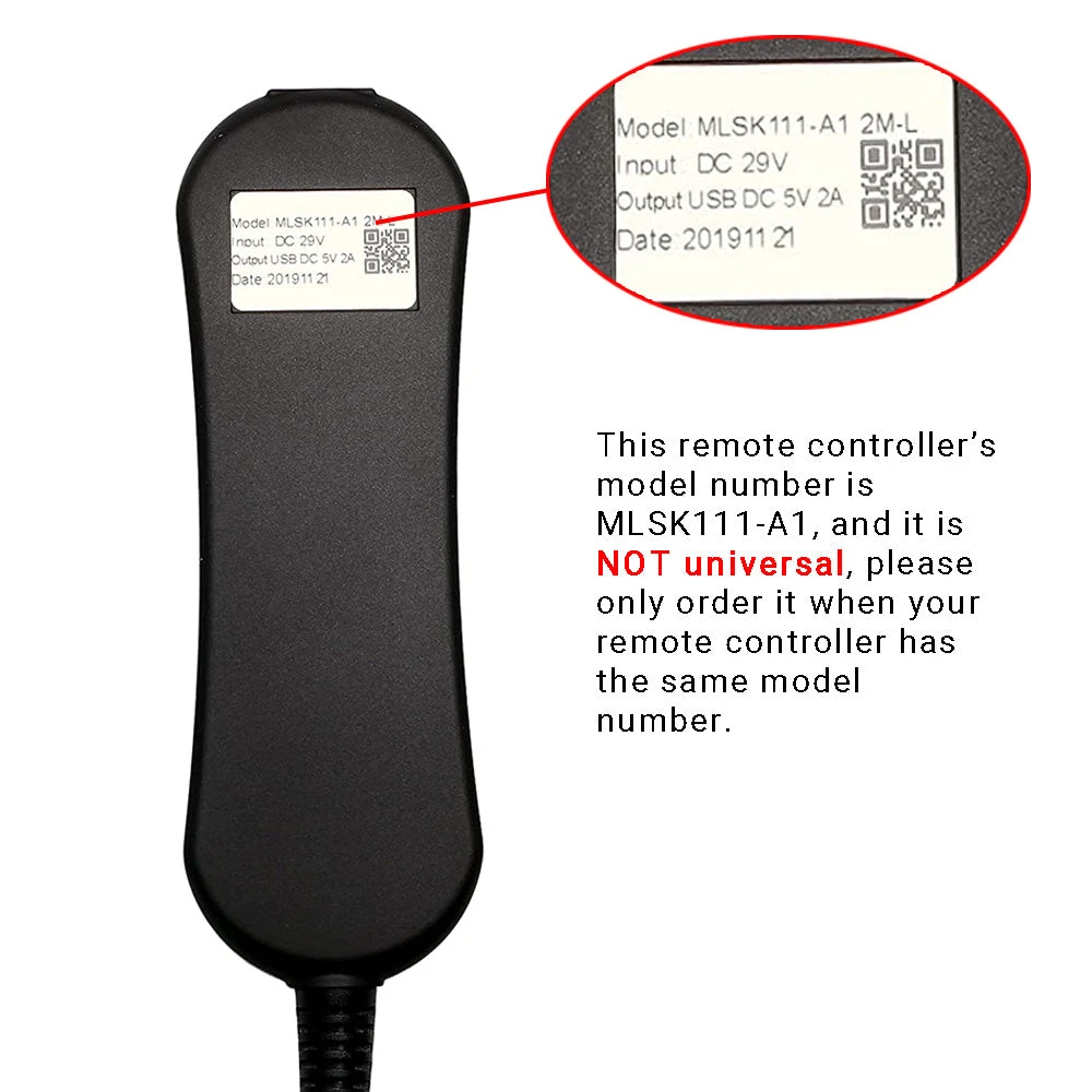 MLSK111-A1 Remote Controller For Power Recliner Lift Chairs 2 Button 5 Pin W/ USB & Backlight 4 MLSK111-A1 Remote Controller For Power Recliner Lift Chairs 2 Button 5 Pin W/ USB & Backlight - Image 2
