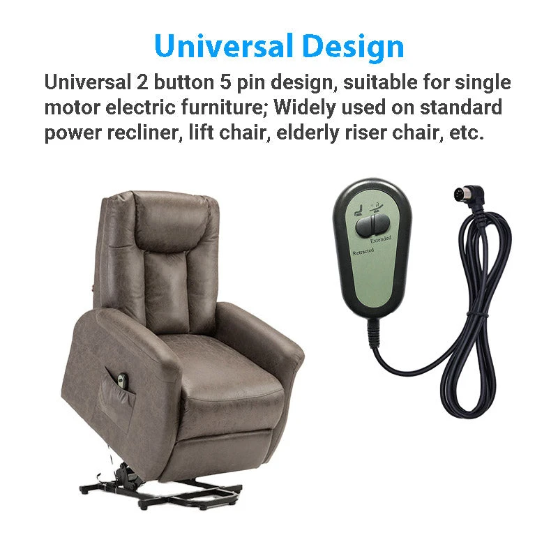 Right Angled 2 Button Remote Controller For Riser Recliner Lift Chair W/ Round 5 Pin Plug 4 Right Angled 2 Button Remote Controller For Riser Recliner Lift Chair W/ Round 5 Pin Plug - Image 2