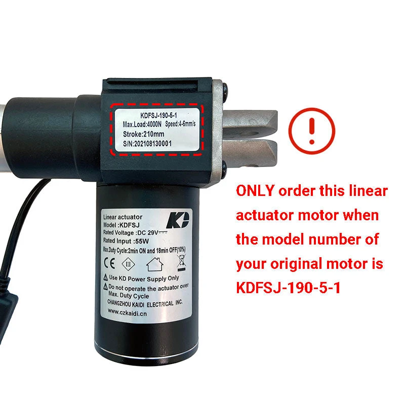 KDFSJ-190-5-1 Kaidi Linear Actuator For Power Recliner Lift Chair 5 KDFSJ-190-5-1 Kaidi Linear Actuator For Power Recliner Lift Chair - Image 3