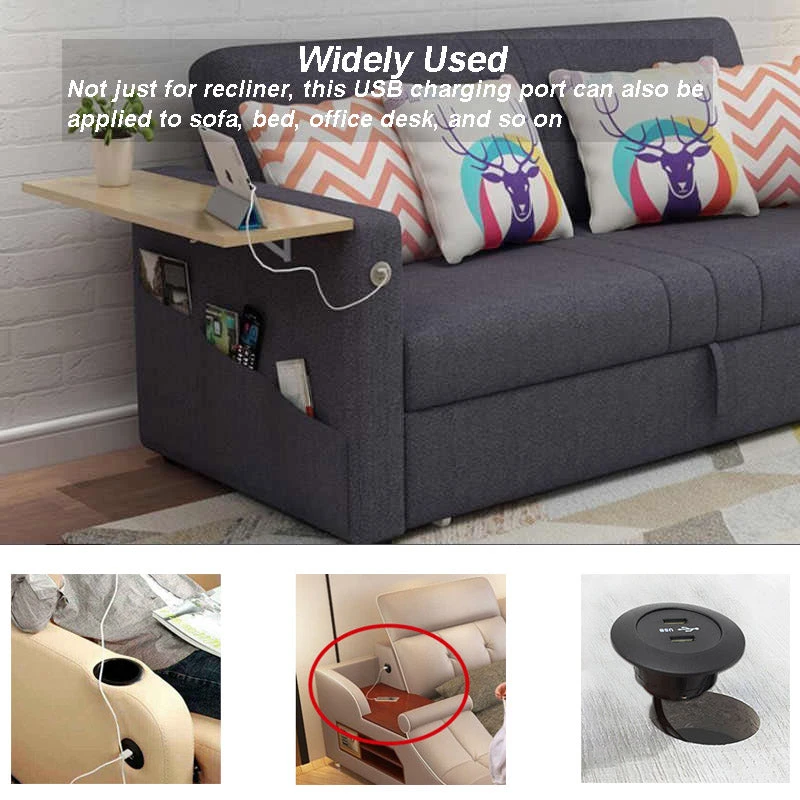 DIY Mounted Furniture USB Charging Port 5V 2A Dual USB With Power Adapter 5 DIY Mounted Furniture USB Charging Port 5V 2A Dual USB With Power Adapter - Image 3