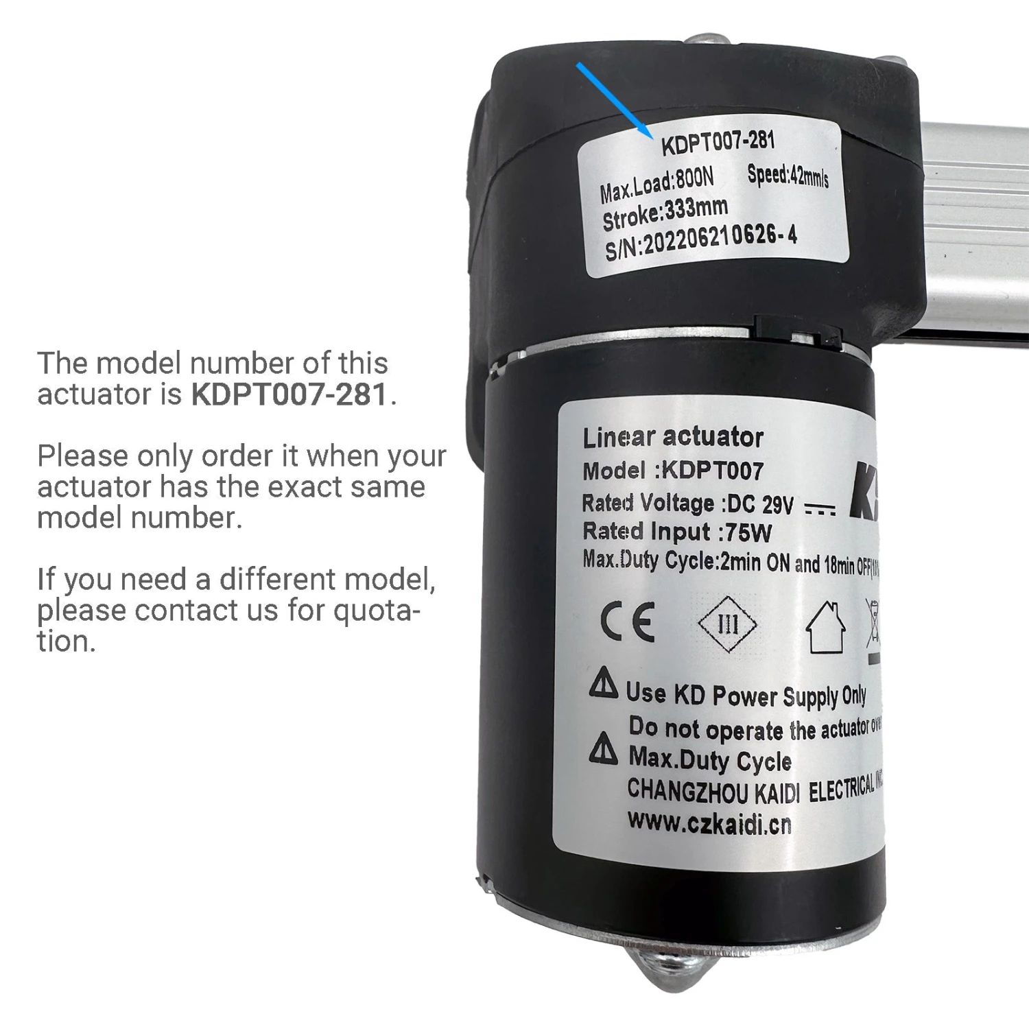 Kaidi KDPT007-281 Linear Actuator 4 Kaidi KDPT007-281 Linear Actuator - Image 2