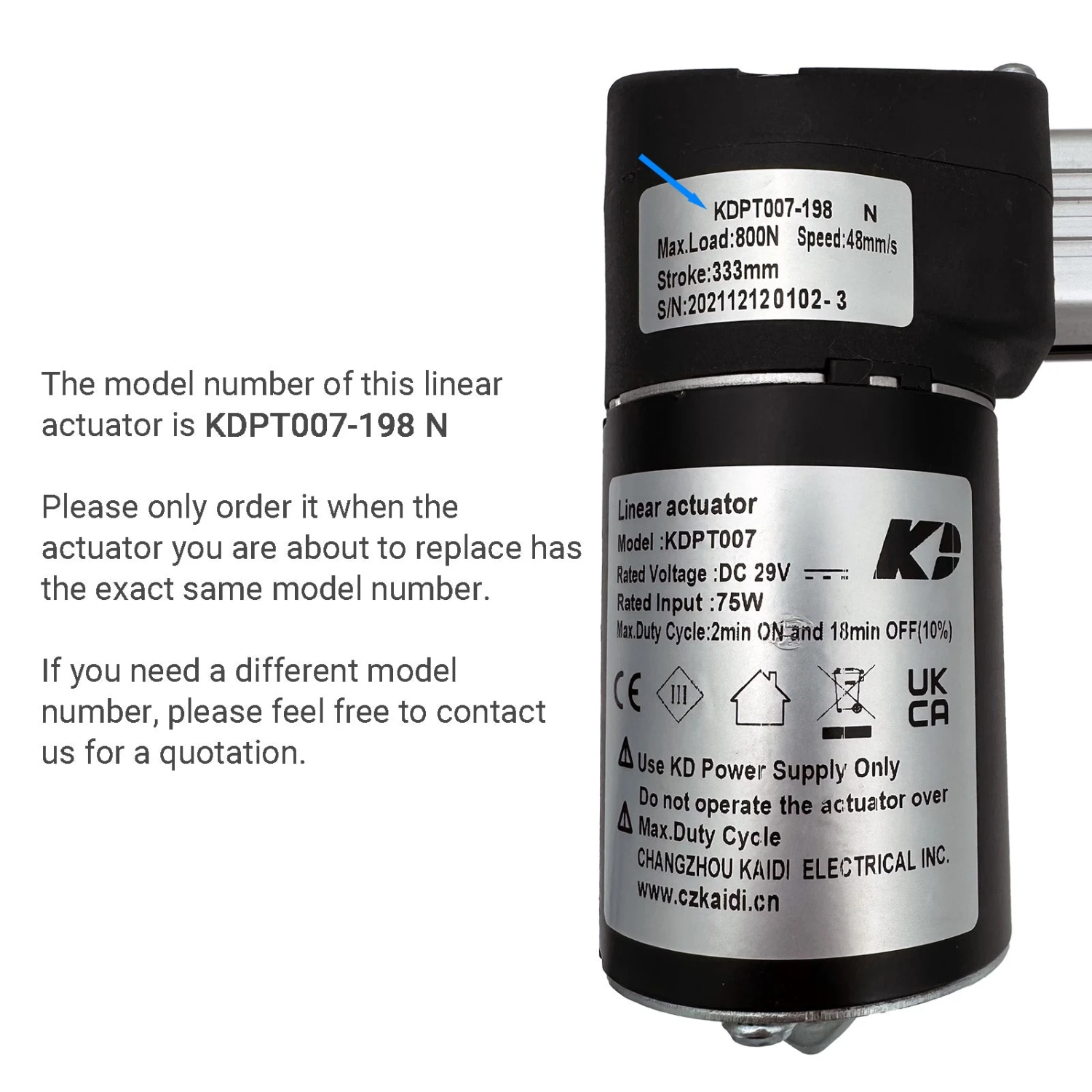Kaidi KDPT007-198 N Linear Actuator 4 Kaidi KDPT007-198 N Linear Actuator - Image 2