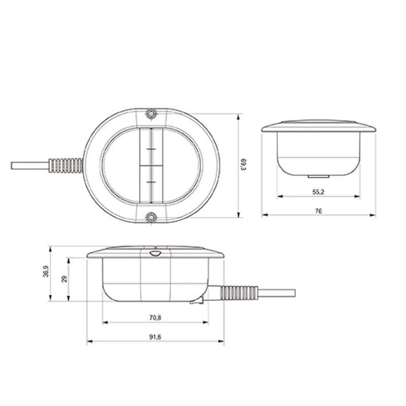 Universal Fixed Side Hand Controller For Electric Furniture Oval 2 Button 5 Pin Handset 8 Universal Fixed Side Hand Controller For Electric Furniture Oval 2 Button 5 Pin Handset - Image 6